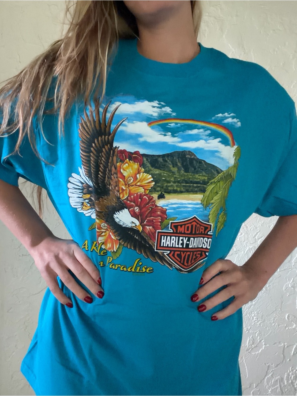 Harley-Davidson Blue Motorcycle Paradise Graphic Tee